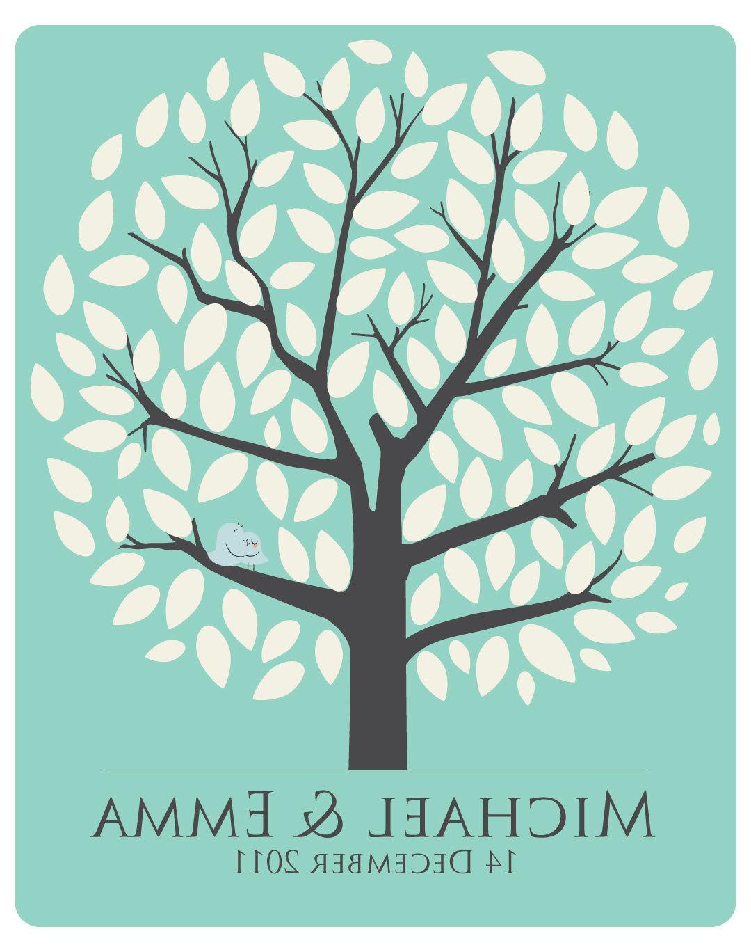 Printable Wedding Guest Book Signature Tree with Love Birds - 16 x 20