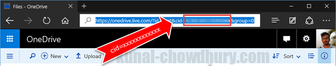 3. Copy the CID of your Microsoft OneDrive Account