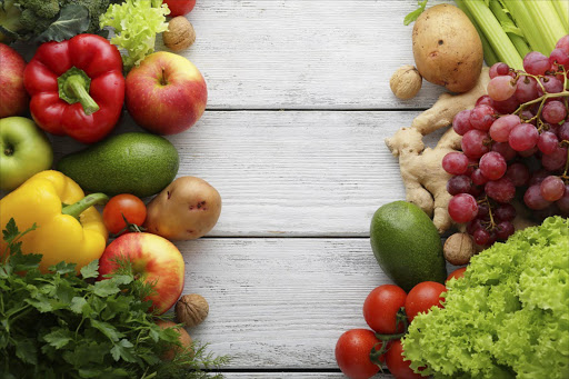 fresh vegetables on white boards - Stock image