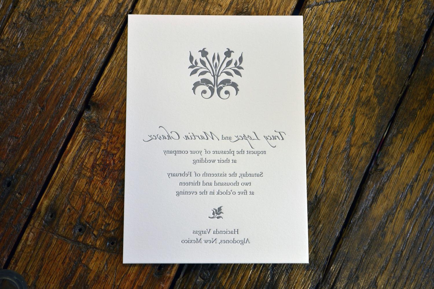 SAMPLE letterpress wedding invitation - Tracy. From PaperInkPress