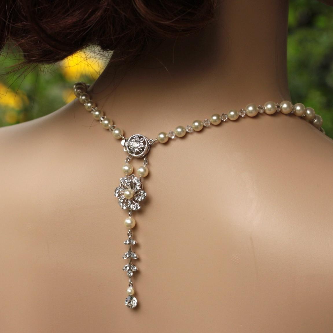 Pearl Bridal Necklace, Back