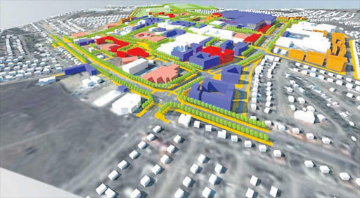 PLANNED RETAIL PARK: An artist's impression shows a bird's eye view of the planned retail complex above the Highway Taxi Rank Picture: SUPPLIED