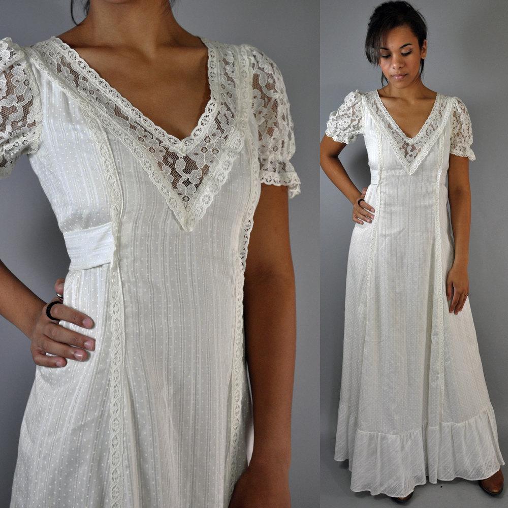 white hippie wedding dress