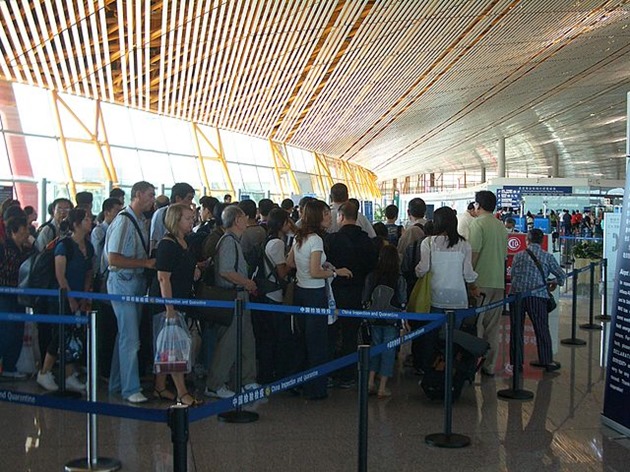 Immigration Line at Beijing International Airport