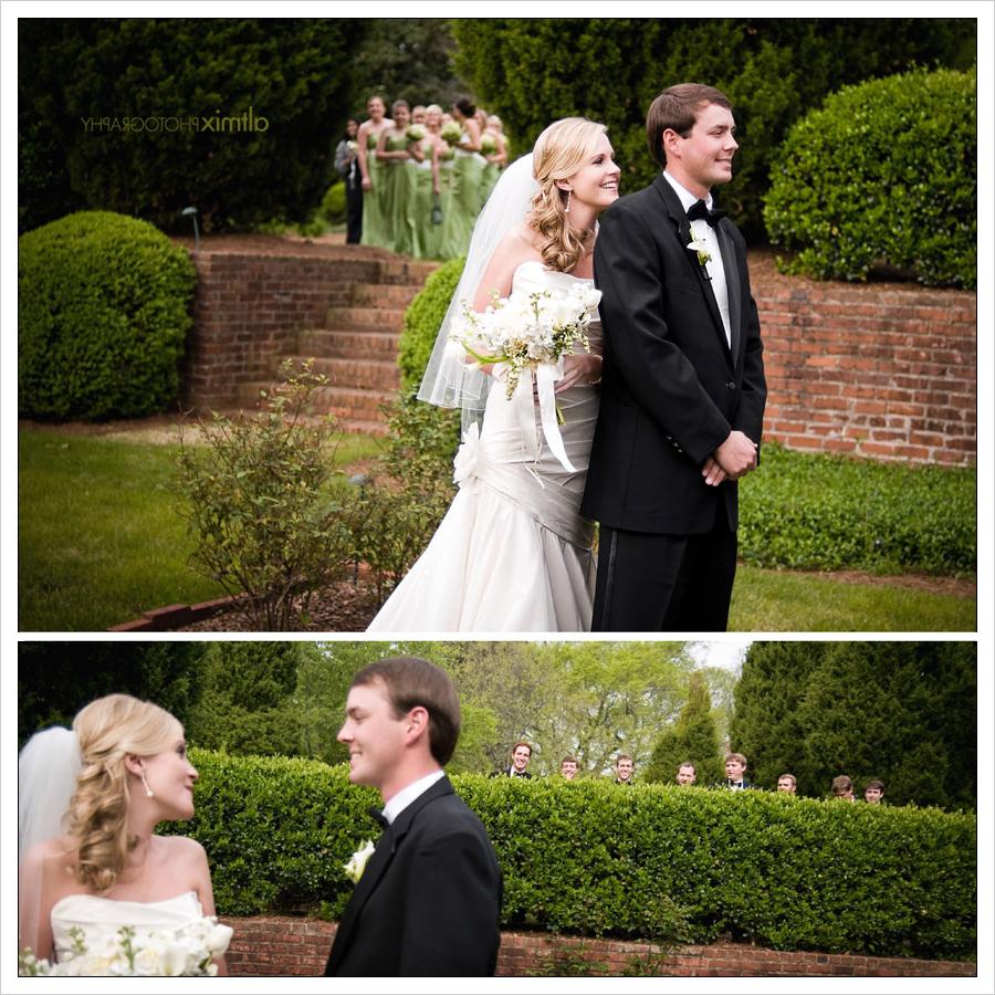 the bridal parties peeking