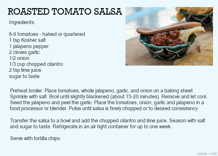 Roasted Tomato Salsa Recipe Card