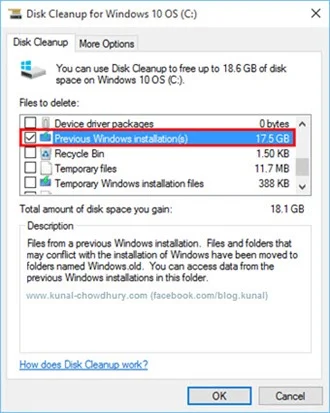 Step 3 - Select the Previous Windows installation item (www.kunal-chowdhury.com)