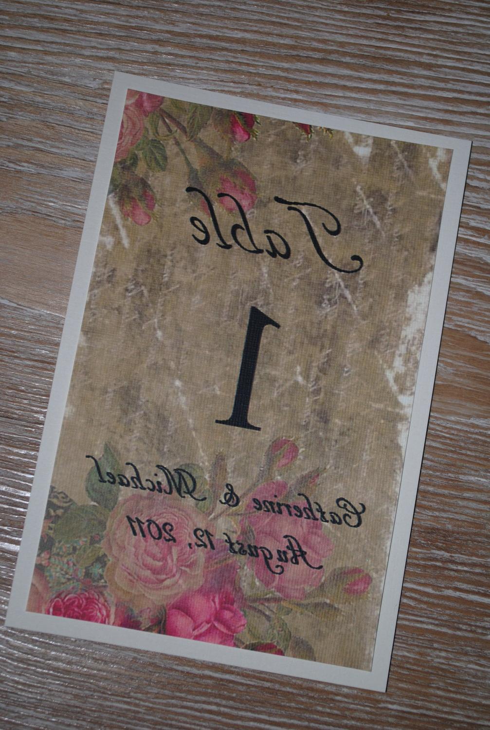 Wedding Table Number Cards.