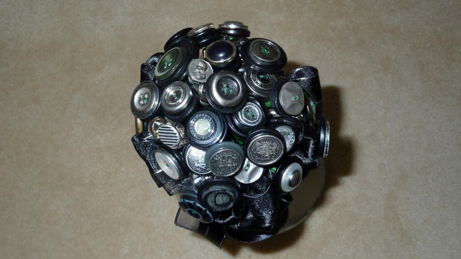 Button Bouquet Black and silver. From JulieEllenCreations