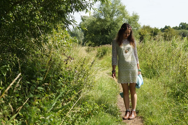 white lace boho dress