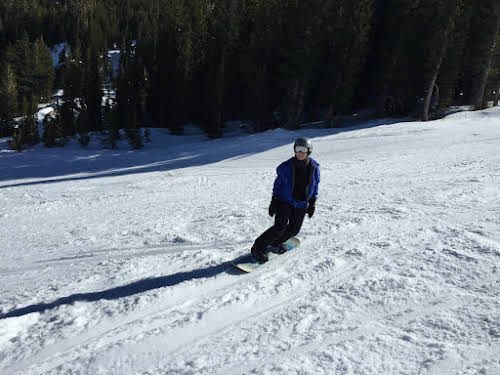 Patricia ready to carve snowboarding Kirkwood