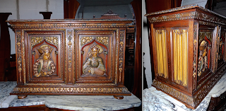 Резной сундучок. ок.1900 г. Резьба, краски. Откидная крышка. 100/46/66 см. Резной сундучок. ок.1900 г. Резьба, краски. Откидная крышка. 100/46/66 см.
