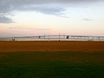 Sunset over the Chesapeake Bay Bridge, from Sandy Point State Park near Annapolis, Maryland (by the Chesapeake Bay).