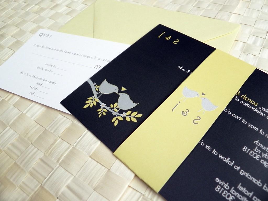 Love Birds on Branch Wedding Invitation Suite, RSVP Card, plus Envelope