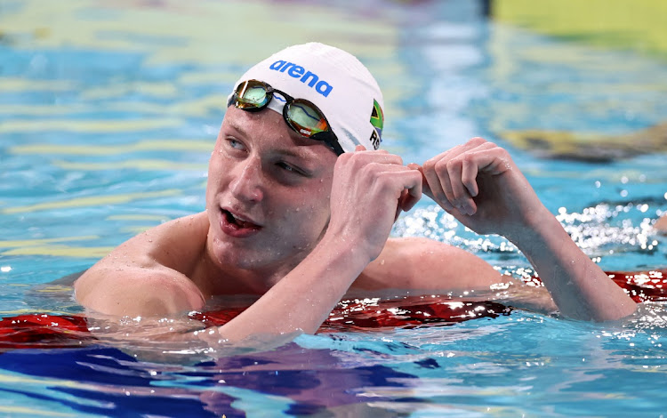 Pieter Coetze celebrates after winning the 100m backstroke gold.