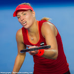 HONG KONG, CHINA - OCTOBER 18 :  Angelique Kerber in action at the 2015 Prudential Hong Kong Tennis Open WTA International tennis tournament