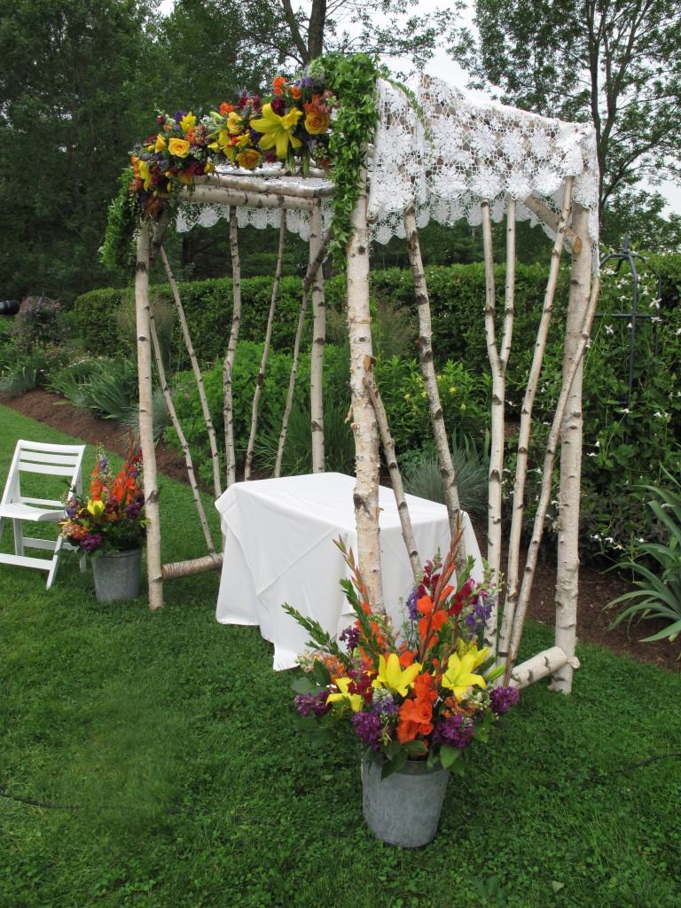 white wedding ceremony chuppah