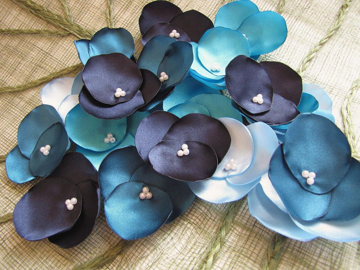  20 pcs - BLUE LAGOON  Baby Blue- Turquoise- Teal Blue- Navy Blue 
