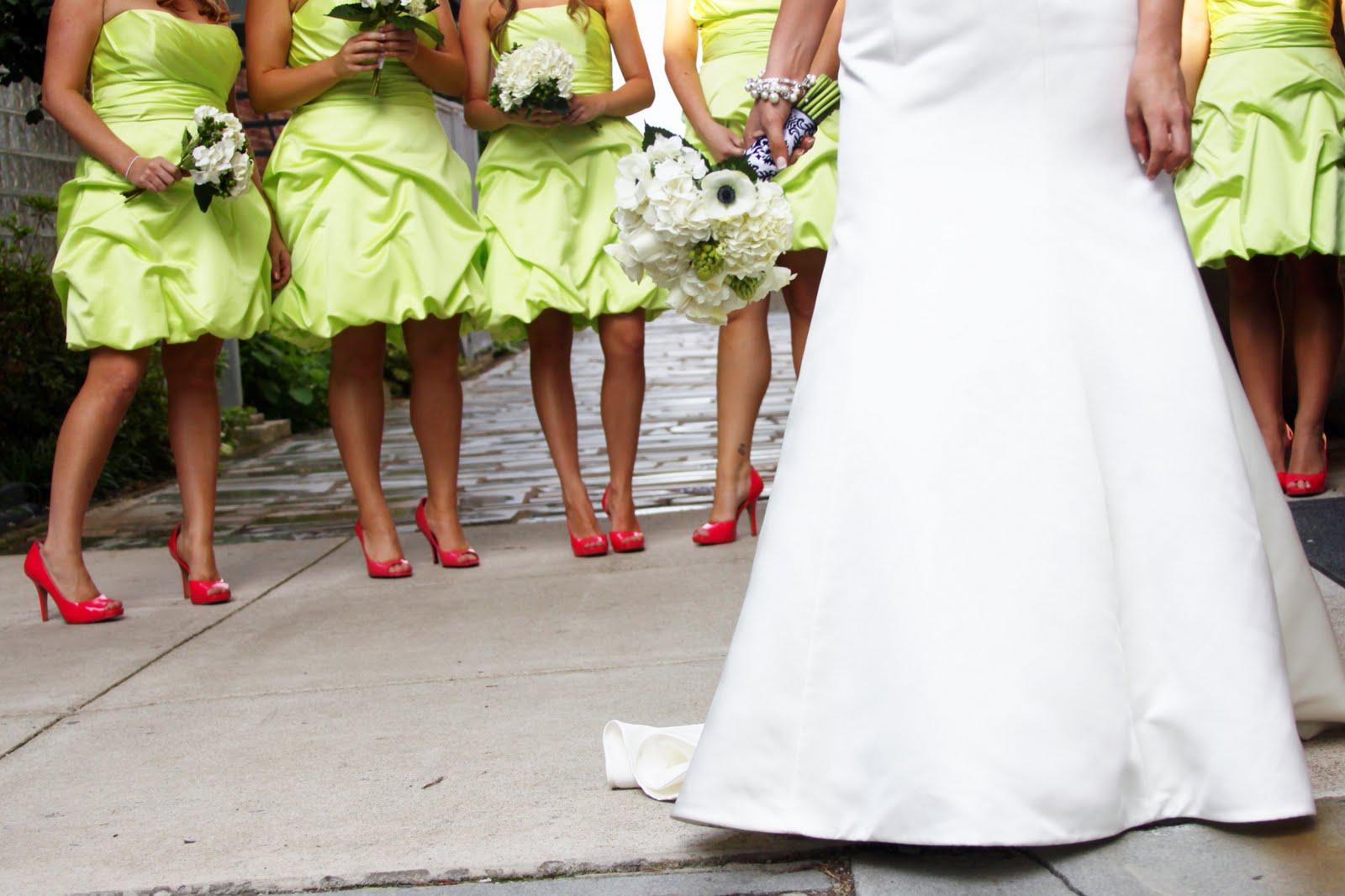 bridesmaids wore hot pink