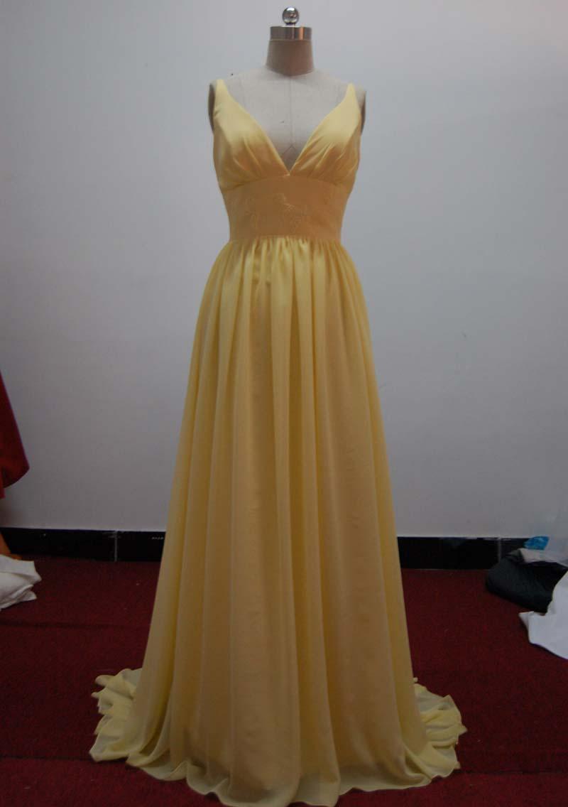 yellow and white wedding dress