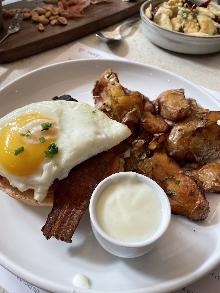 Open faced breakfast sandwich on GF bread.  Its amazing!