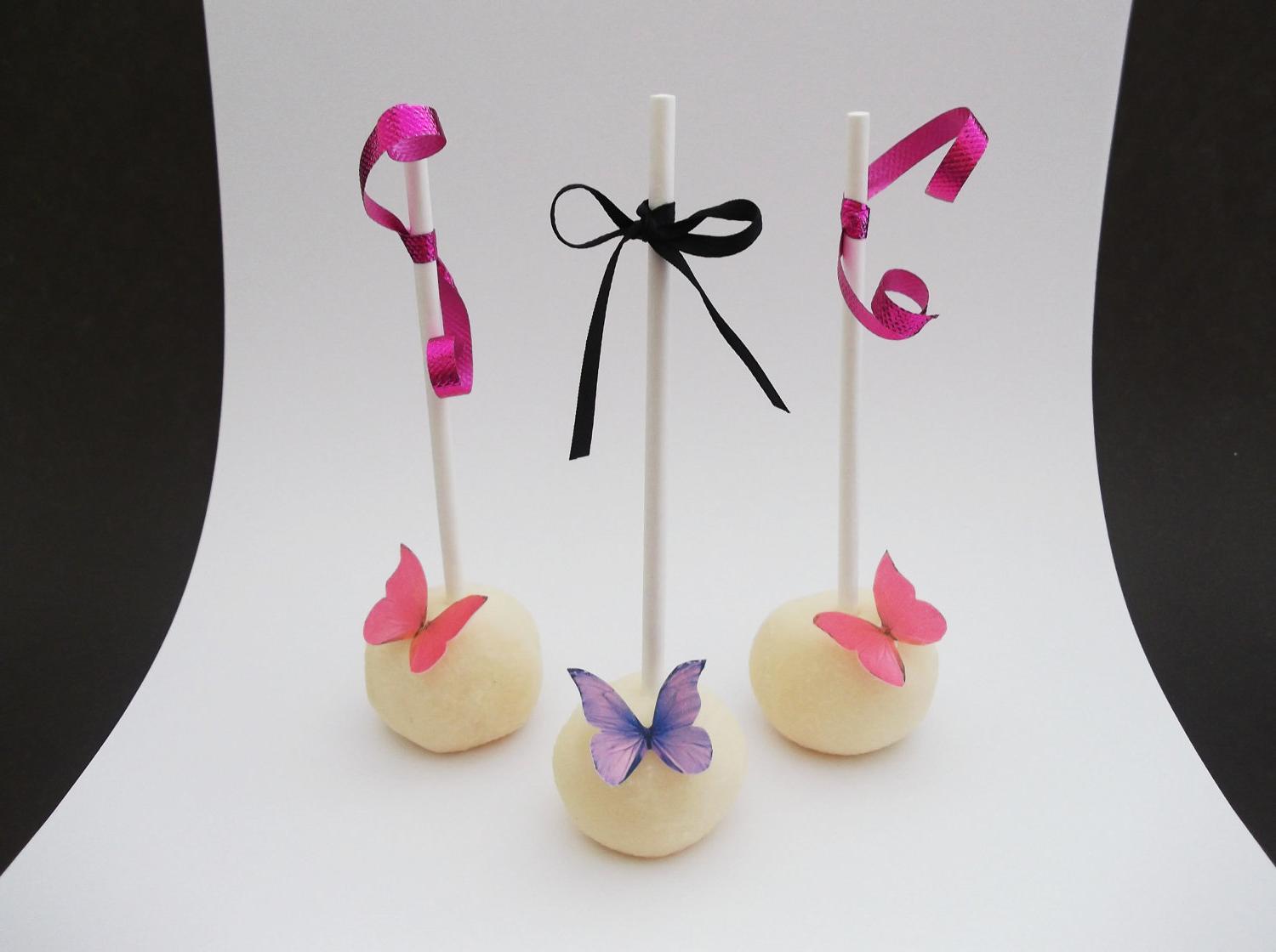 24 Edible Butterflies - Mini Pink and Purple - Cake Pops Holiday Christmas
