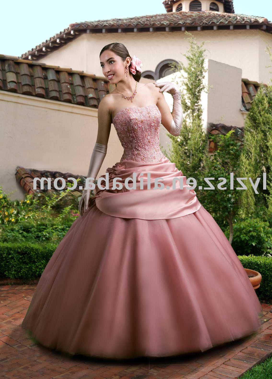 strapless wedding dresses with beading Beaded Cameo Brown Quinceanera Dress QD0227