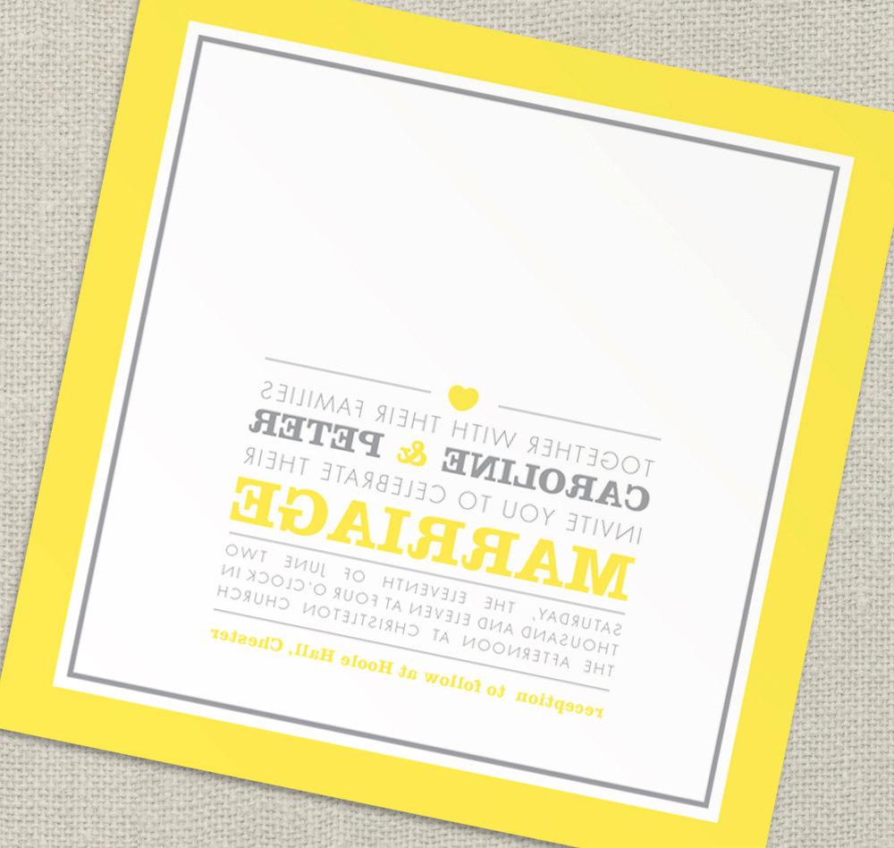 Digital Printable Customized Square Wedding Invitation grey and yellow