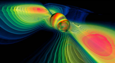 ilustração de ondas gravitacionais