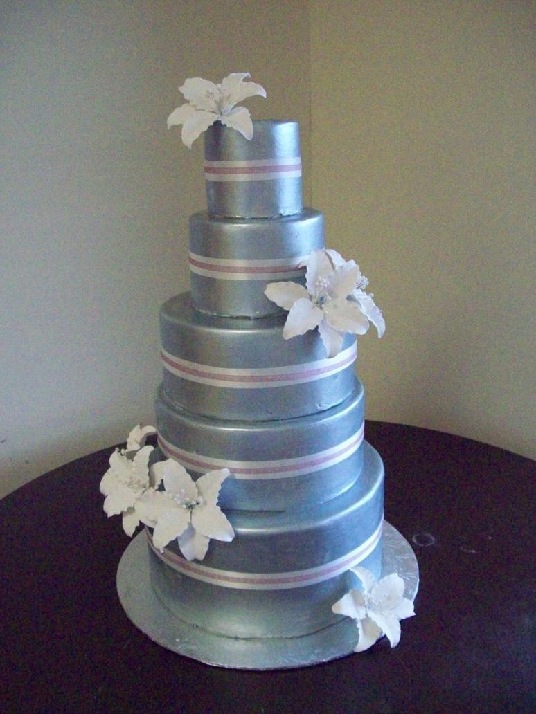 Silver wedding cake by