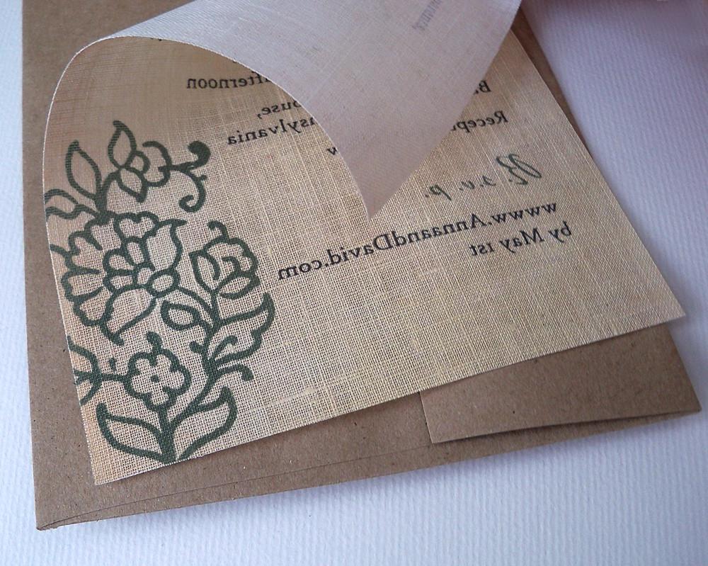 Reserved - Fabric wedding invitation set of 10, vintage paisley design