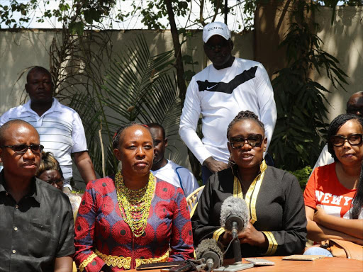 Jubilee Officials in Nyanza Region, in Kisumu on Saturday. They want President Uhuru and His deputy to engage them directly.