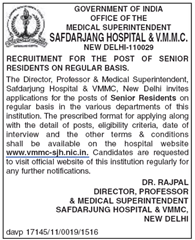 VMMC Safdarjang Hospital - indgovtjobs