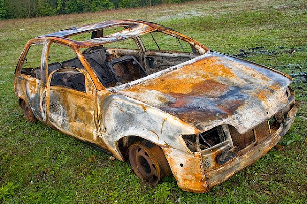 burned out car