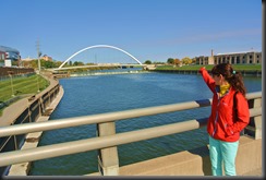 Cheryl checks out the Des Moines river.