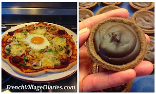 French Village Diaries homemade pizza tiny chocolate tartlets