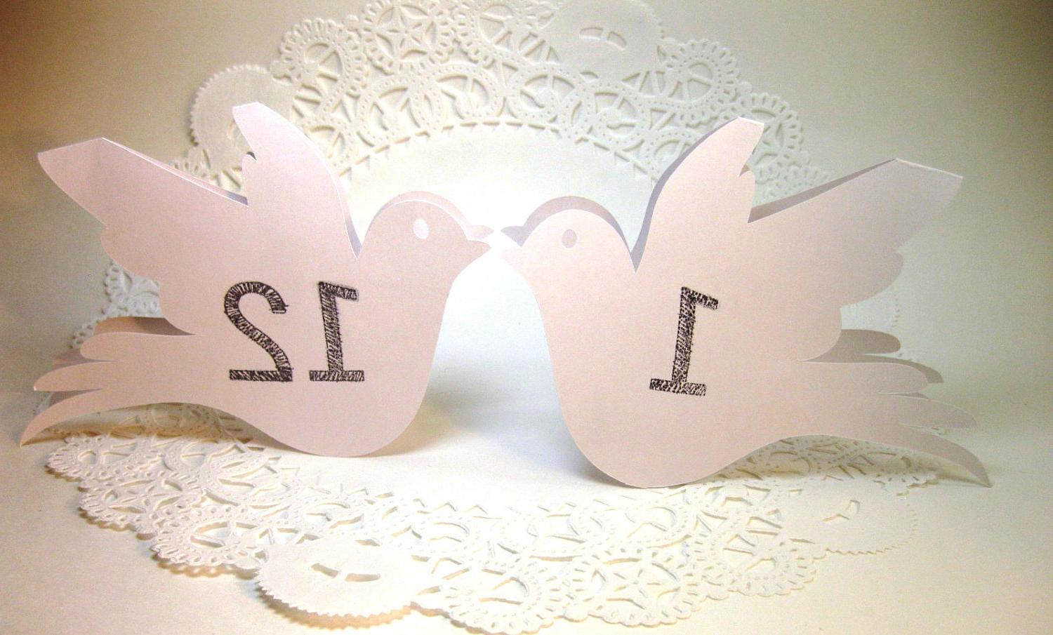 Love Bird Table Number Wedding Cards Tent Style Set of 12