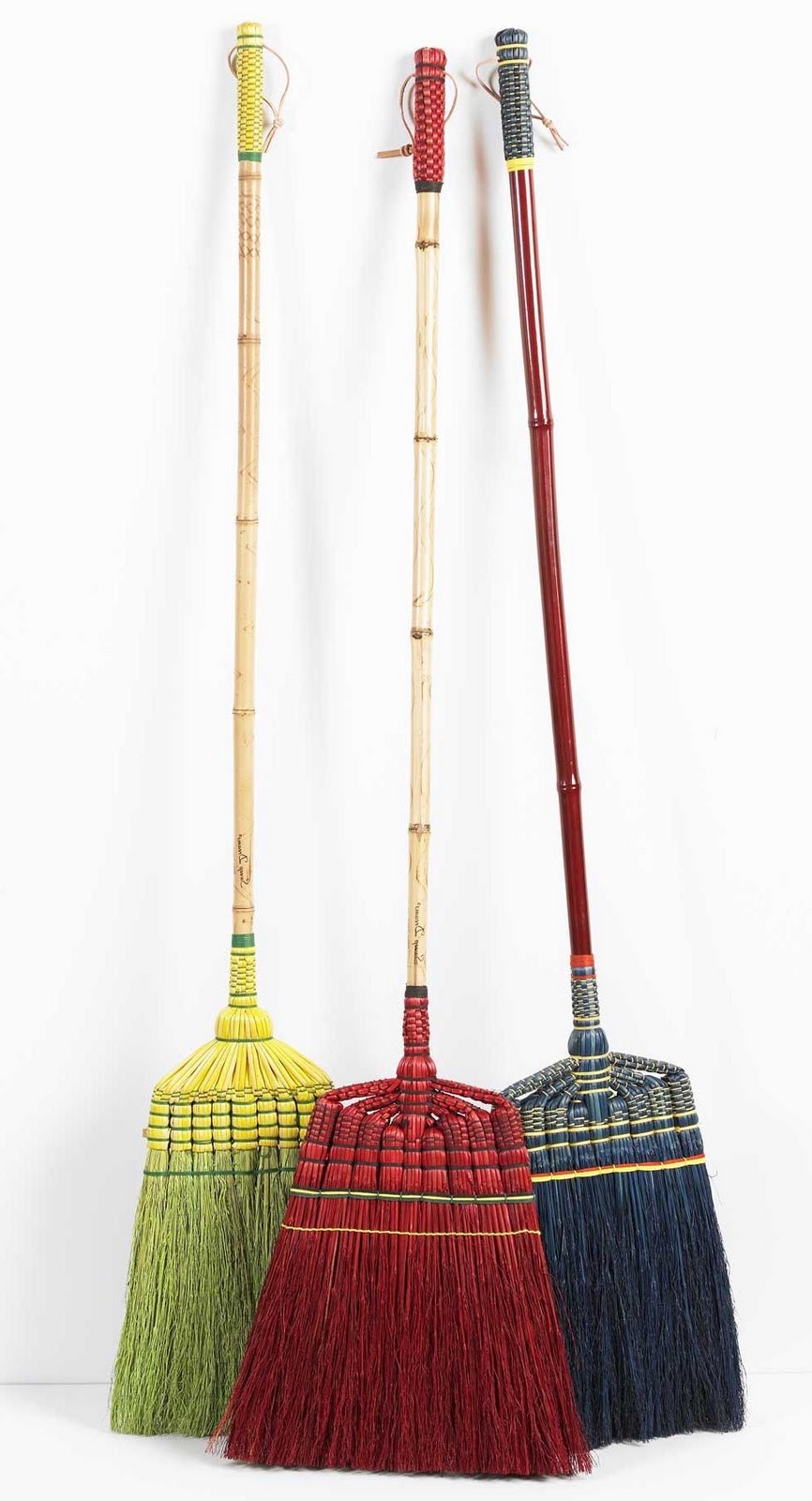 Handmade Brooms in Blue,