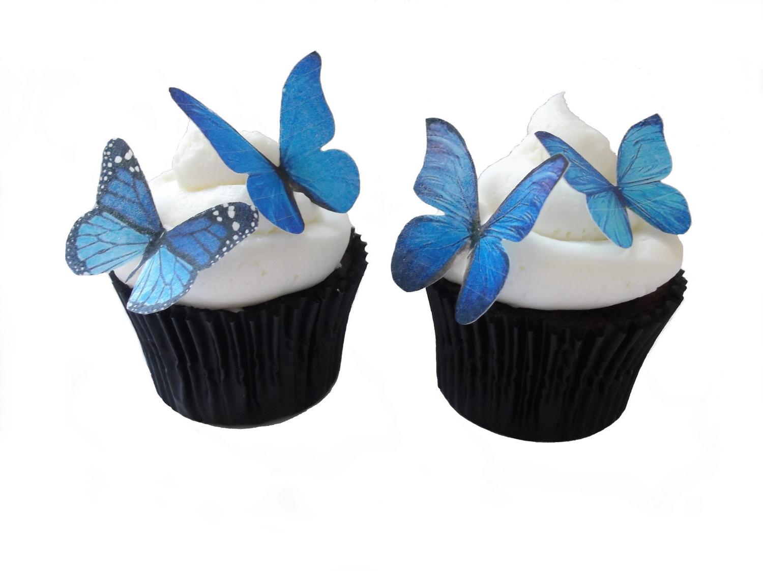 24 Edible Butterflies - Blue