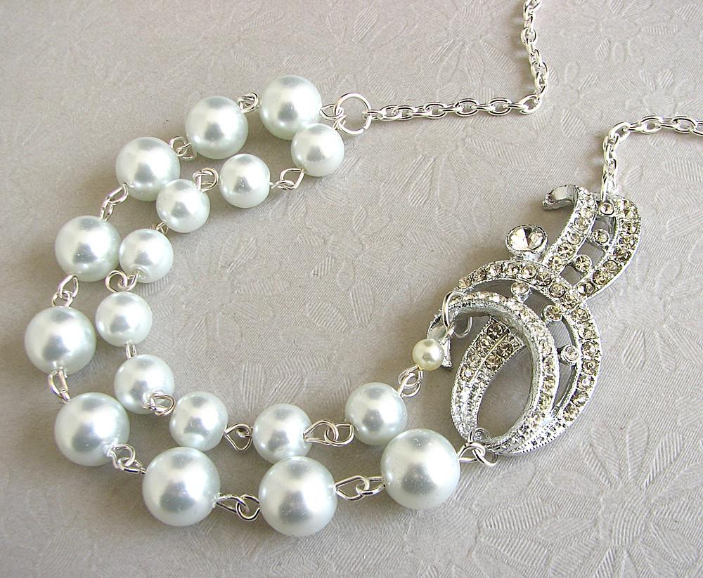 Wedding Necklace, Vintage Wedding Jewelry, Pearl Necklace, Bridal Jewelry