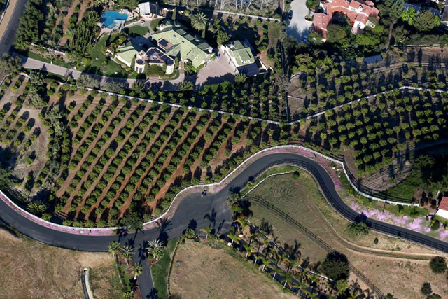 Aerial view overlooking landscaping on 4 April 2015 in Rancho Santa Fe, California. Gov. Jerry Brown has demanded a 25 percent cut in urban water useage due to a severe drought affecting much of California and the West. Drought or no drought, Steve Yuhas resents the idea that it is somehow shameful to be a water hog. If you can pay for it, he argues, you should get your water. Photo: Sandy Huffaker / Getty Images