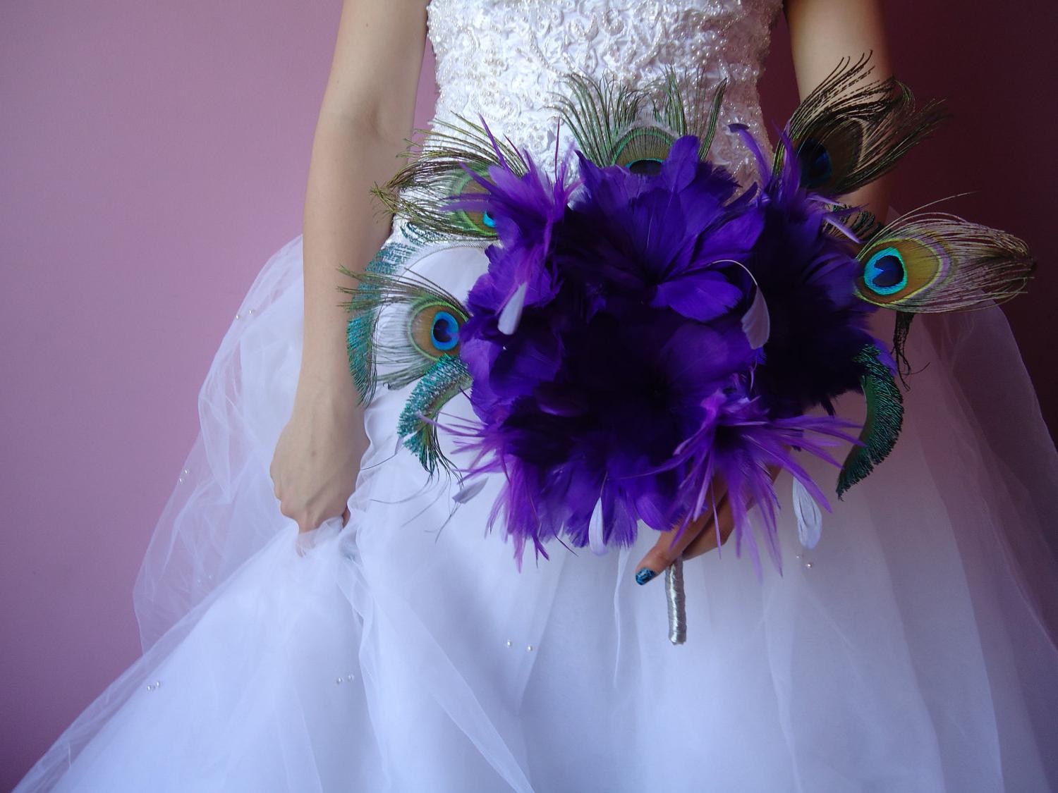 bridal feather bouquet with