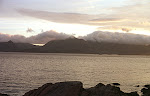 Midnight Sun near Henningsvær, Lofoten Islands, Norway.