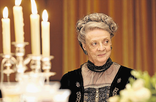 Maggie Smith on the set of 'Downton Abbey'.