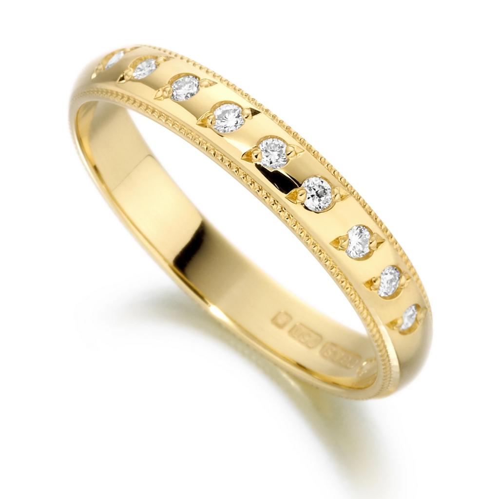 18ct gold diamond wedding band