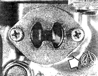 Идентификация карбюратора Aisan – символ (указан стрелкой) и окошко поплавковой камеры