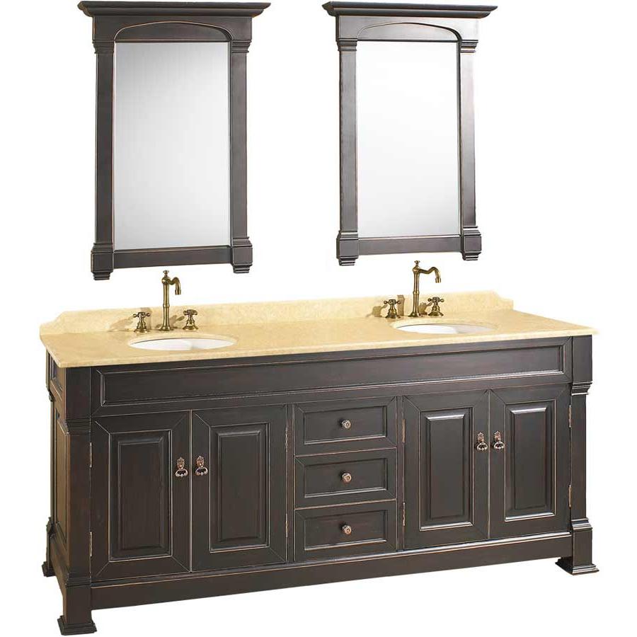 Wyndham Collection - Andover 72 in. Vanity-Antique Black w Ivory Marble