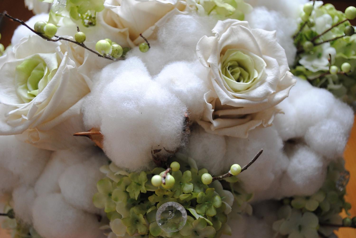 Cotton Boll Bridal Bouquets