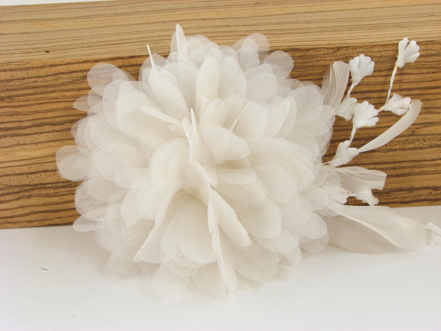 Lulu Ivory Organza Bridal Hair Flower - No.19. From lushsugar