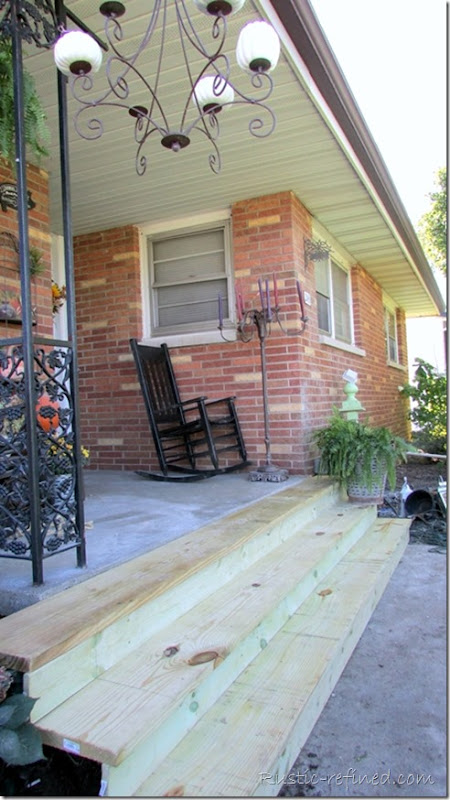 A quick and budget friendly Do It Yourself Project to enlarge the front porch in one weekend.